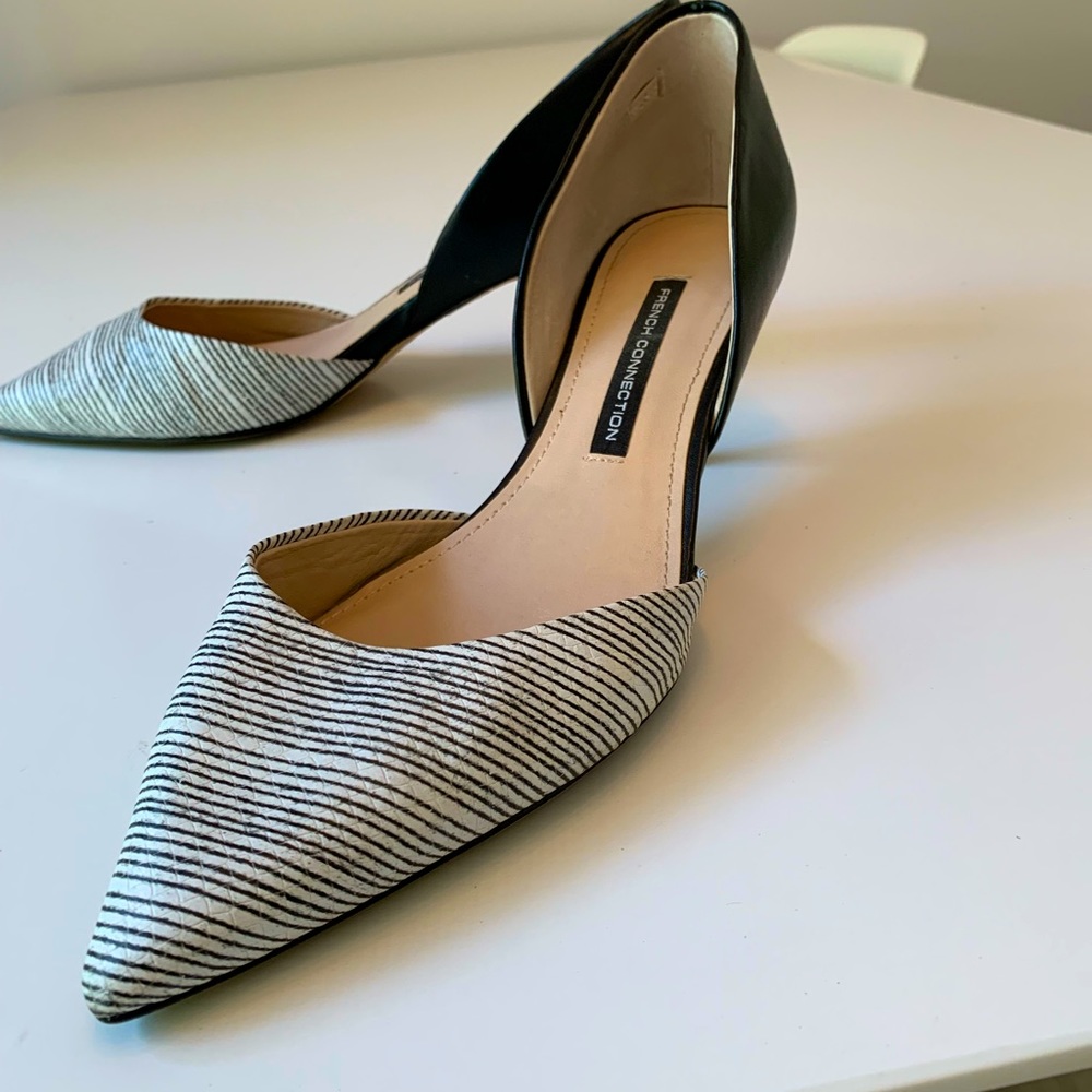 Black/White Effie' Pointy Toe D'orsay Pumps